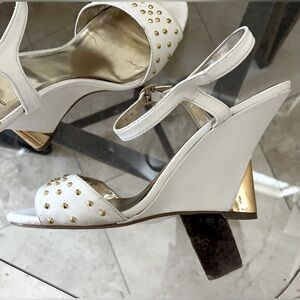 White and Gold wedge sandals